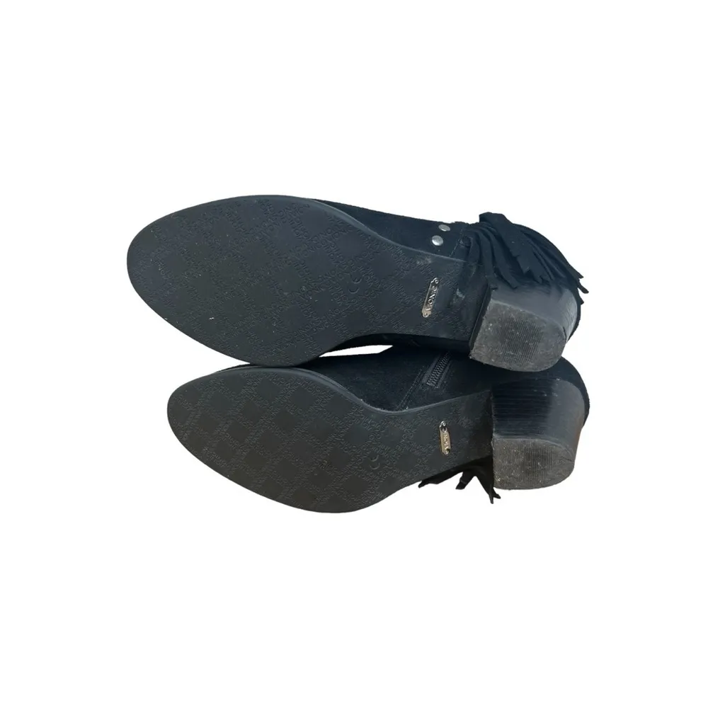 VIONIC Black Suede Studded Fringe Western Vibe Booties. size 8 - Image 6