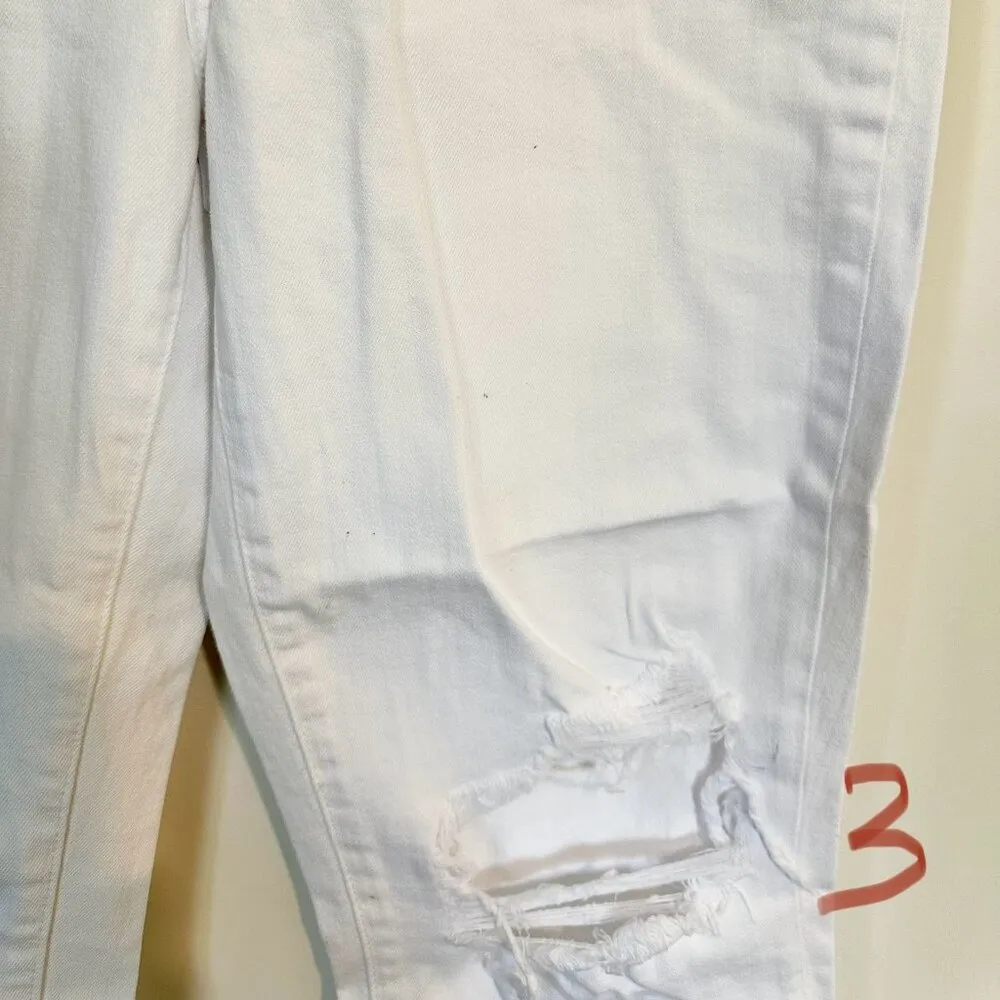 NWT L'AGENCE Audrina High Rise Straight Jean in Blanc Worn Destruct - Size 32 - Image 8