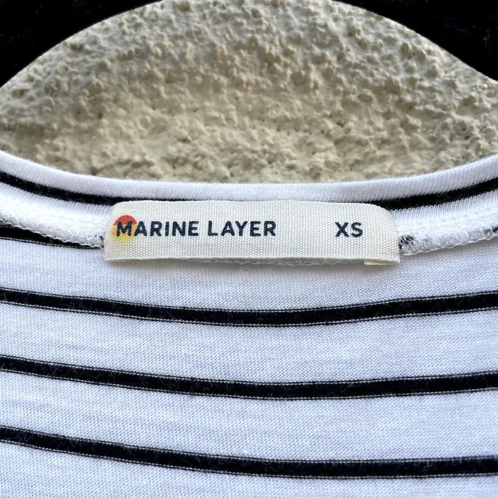 Marine Layer Tulip Tank Split Back XS White Black Stripe - Image 3