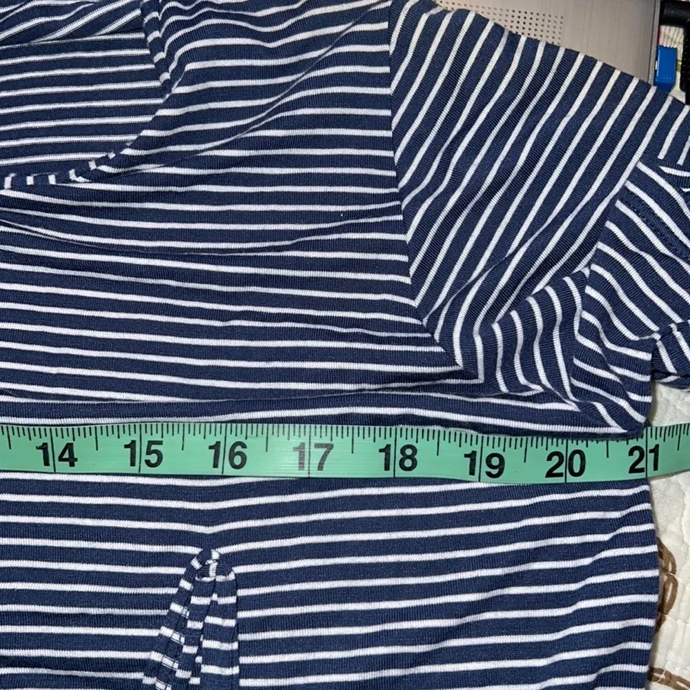 MAX STUDIO LONDON XS women hi low t-shirt with M short sleeve navy white striped - Image 5