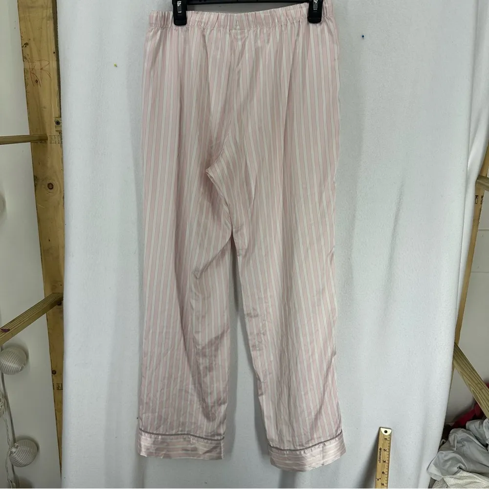 Victoria’s Secret Glazed Satin Long Pajama Set Striped Medium Pink - Image 15
