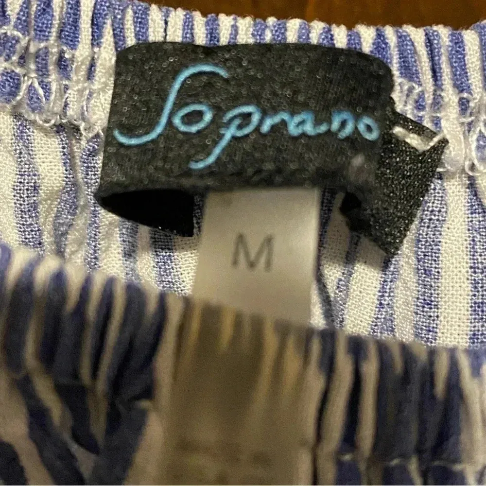 SOPRANO off the shoulder Size M top blue/white striped - Image 2