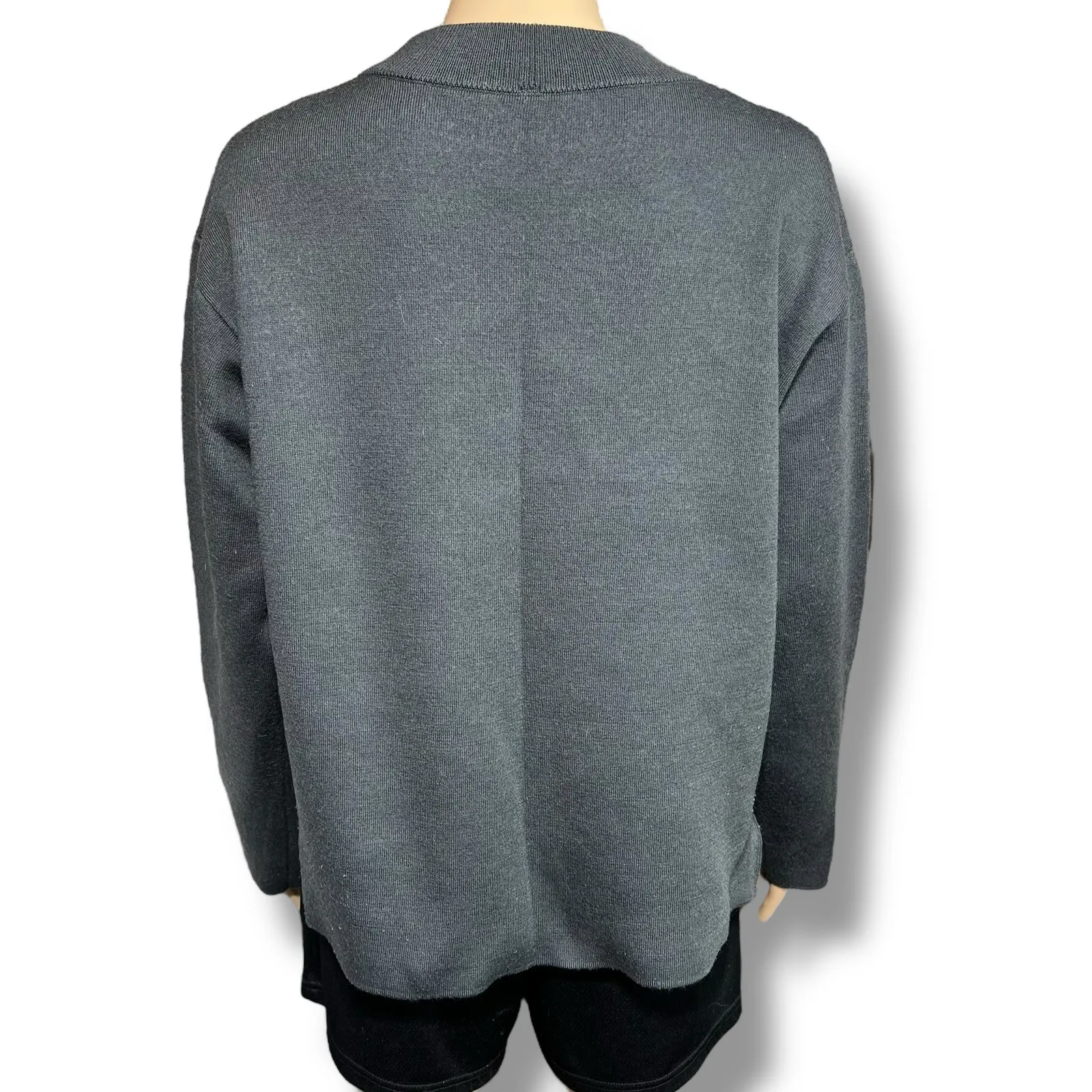 MUJI Womens Wool Blend Knit Sweater Pullover Mock Neck Relaxed Fit Gray Med Larg - Image 3