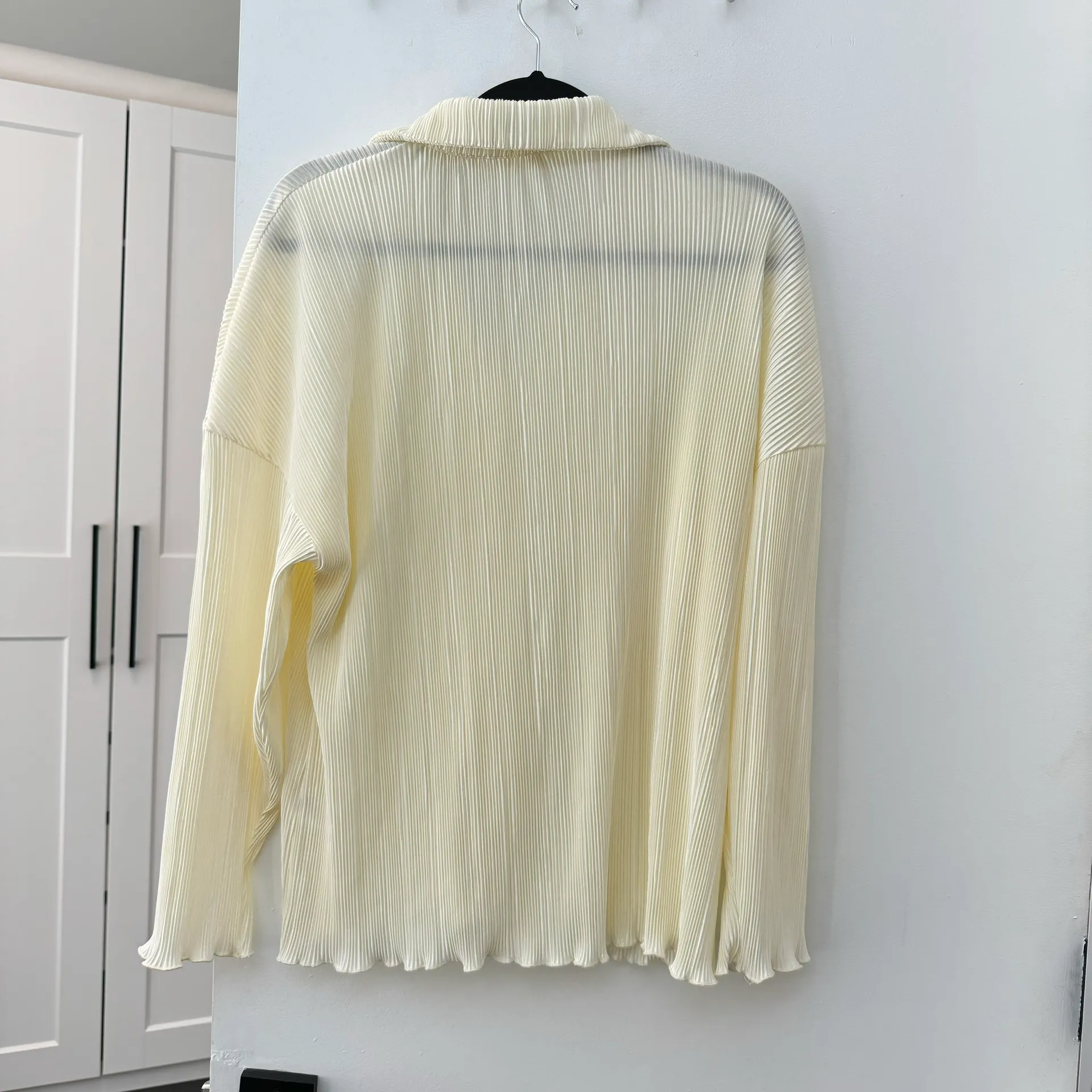 Cream Beginning Boutique Plisse Shirt - Image 3
