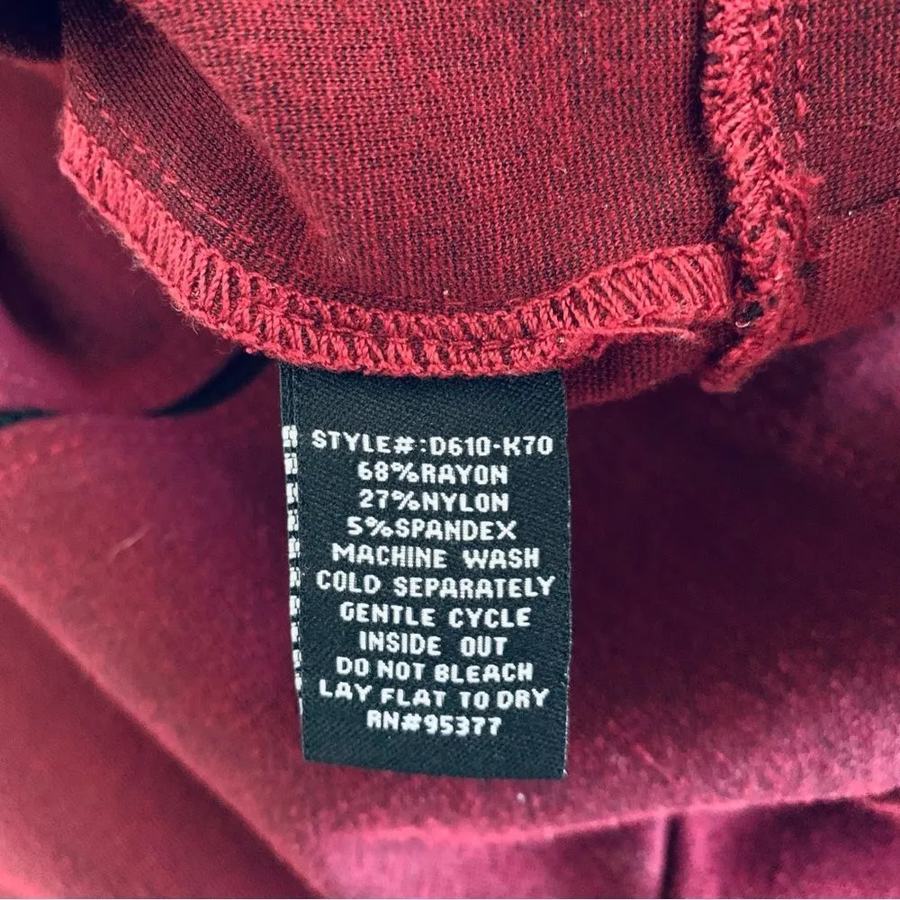 Burgundy Deep Red Work/Holiday/Cocktail Party Bodycon Dress | Size: M - Image 10