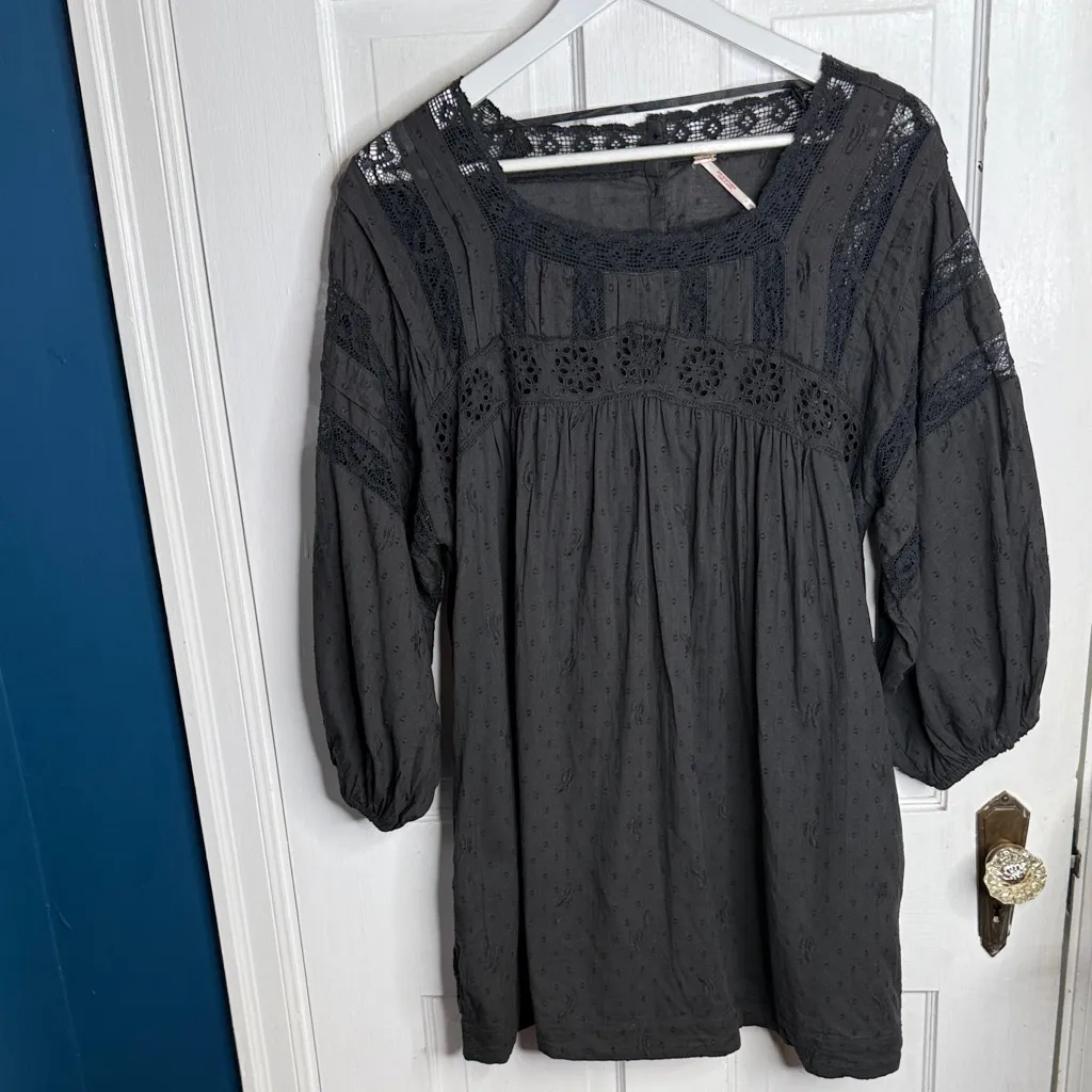Free People Azalea Black Lace Tunic Top W1949 Sz S - Image 5