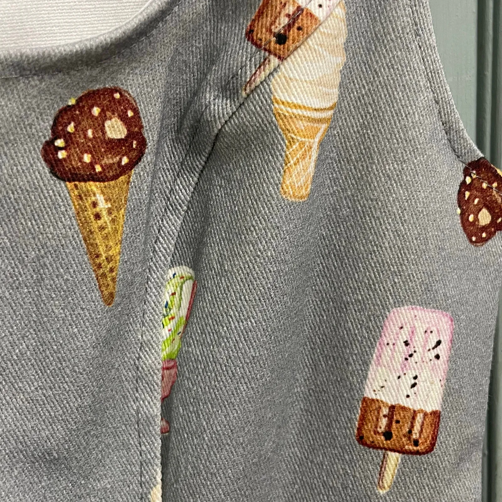 Boutique Style Ice Cream Print Mini Dress Size XS Stretch Gray Back Zip Summer - Image 3