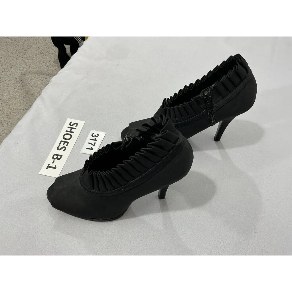 Womans Nina 6.5 Black Peep Toe Pleated Accent Zip Stiletto Bootie NWOT - Image 3