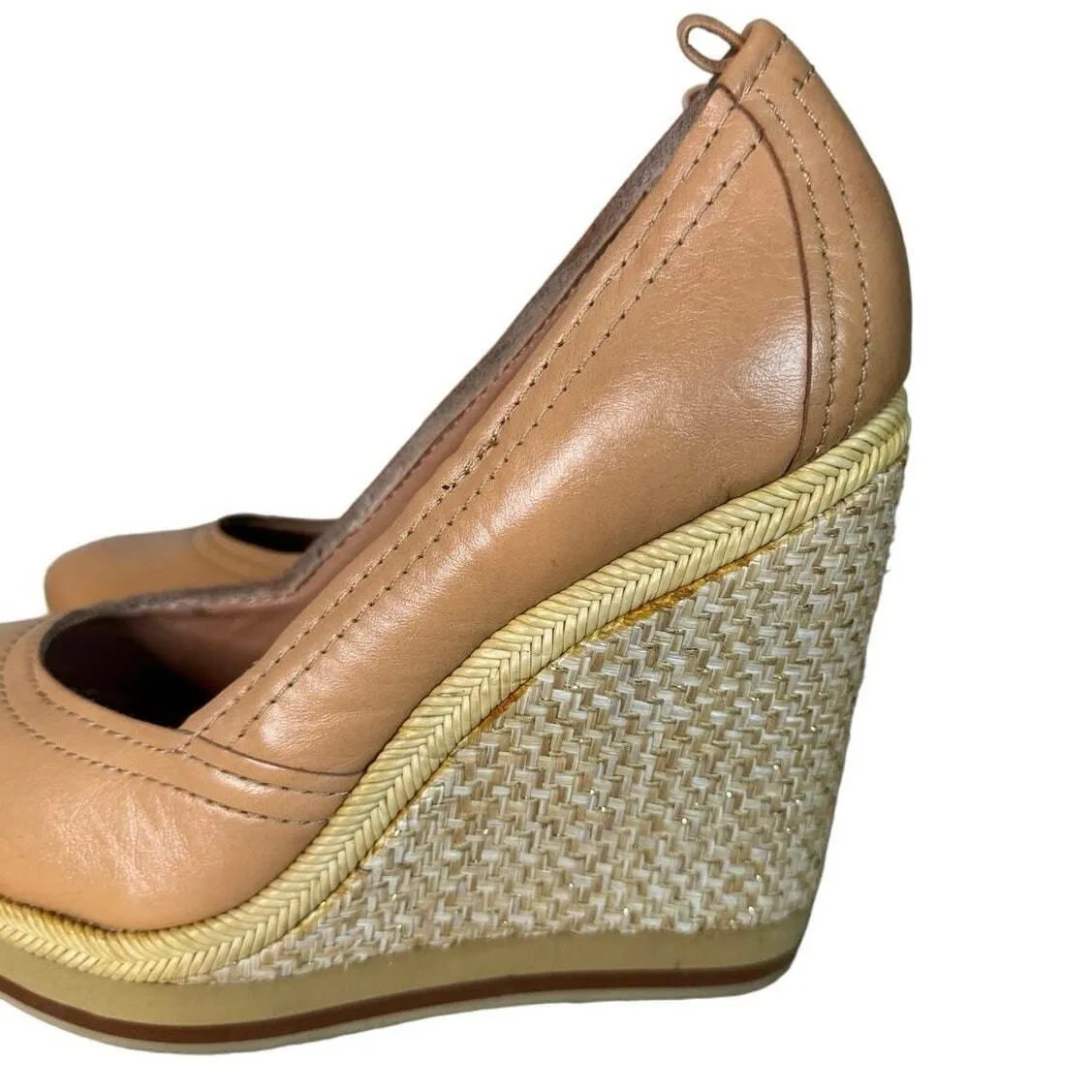 Bacio 61 Shoes Womens 9 W Wide Tan Espadrille Wedge Preppy‎ Neutral Minimalist - Image 5