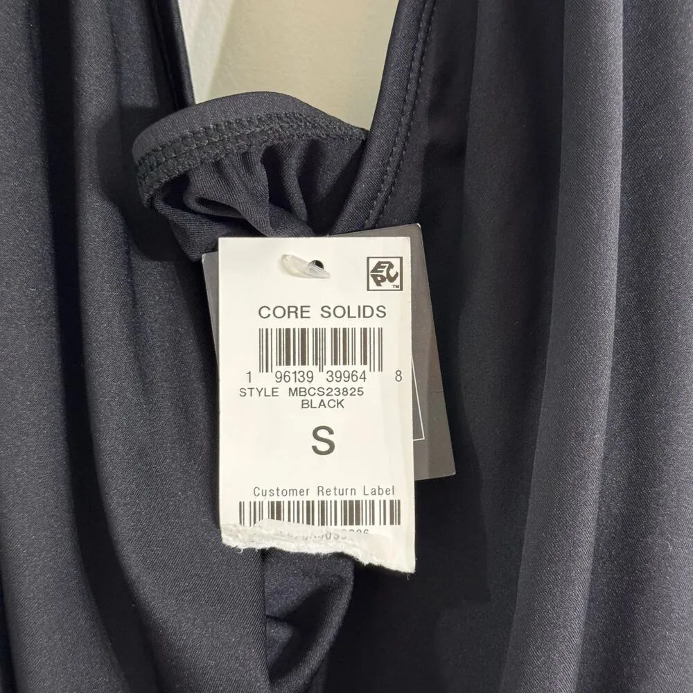 Bar III Women's Draped Cowl Neck Halter Neck Swim Dress Black Size Small New - Image 4