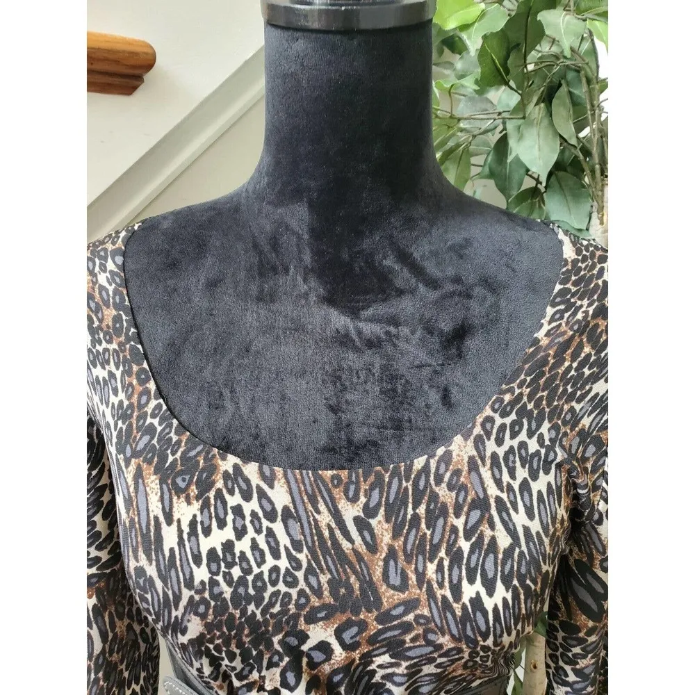 Suzie In The City Multicolor Round Neck Long Sleeve Knee Length Dress M Size M - Image 5