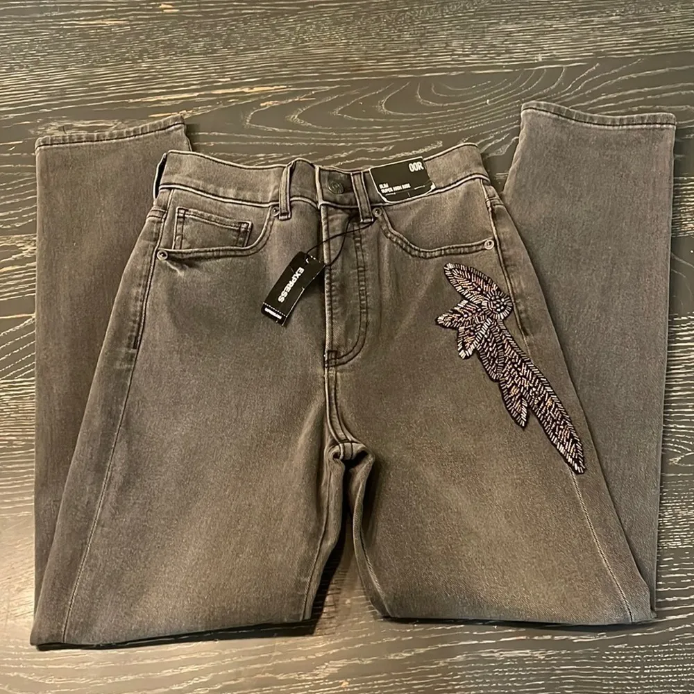 NWT Super High Waist Beaded Side Slim Jeans, Size 00 - Image 5