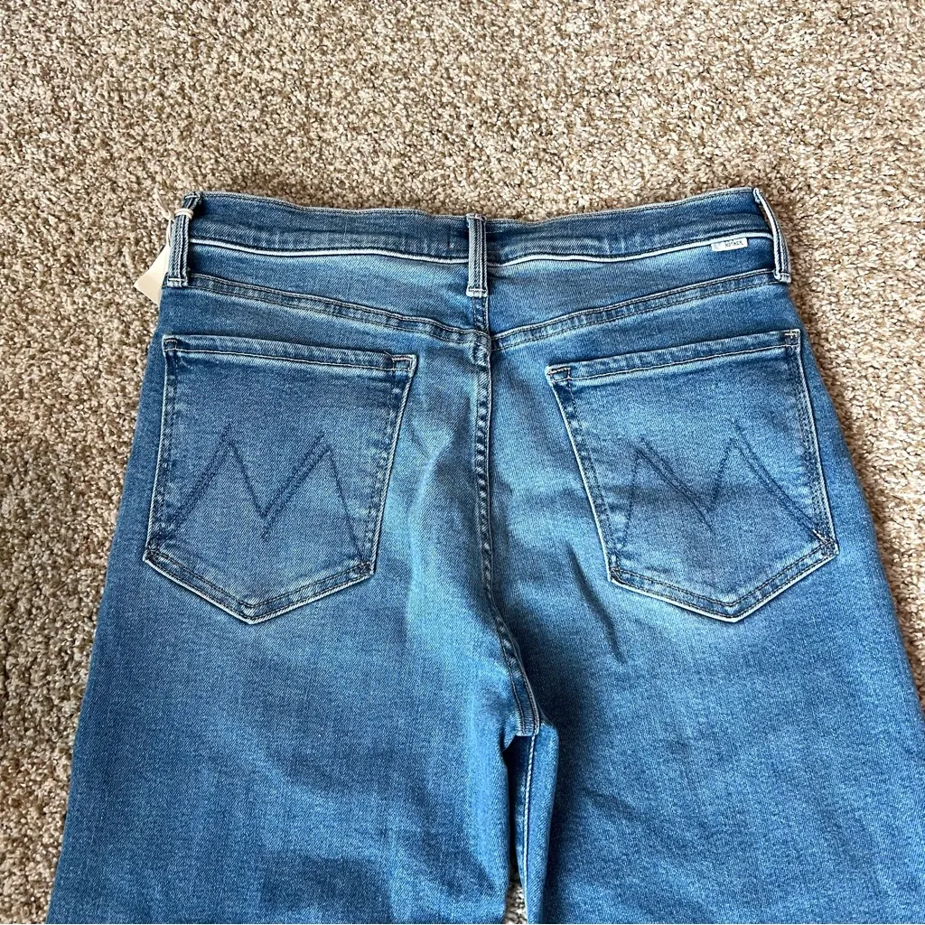 NWT MOTHER Lil’ Zip Rambler Petites Flood High Rise Cropped Straight Jeans 32P - Image 12