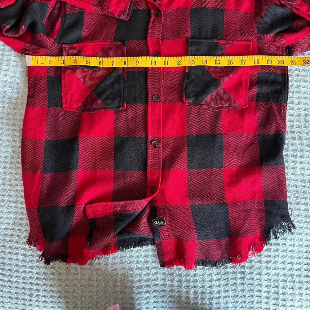 Rails Larsson Crimson Jet Button Down Shirt Blouse Buffalo Plaid XS Extra Small - Image 8