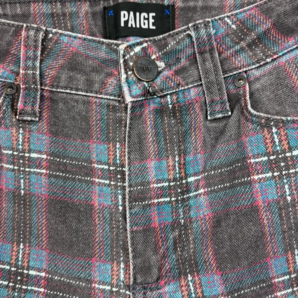Paige hoxton ankle skinny leg jeans in black Atlantic tartan plaid size 25 - Image 5