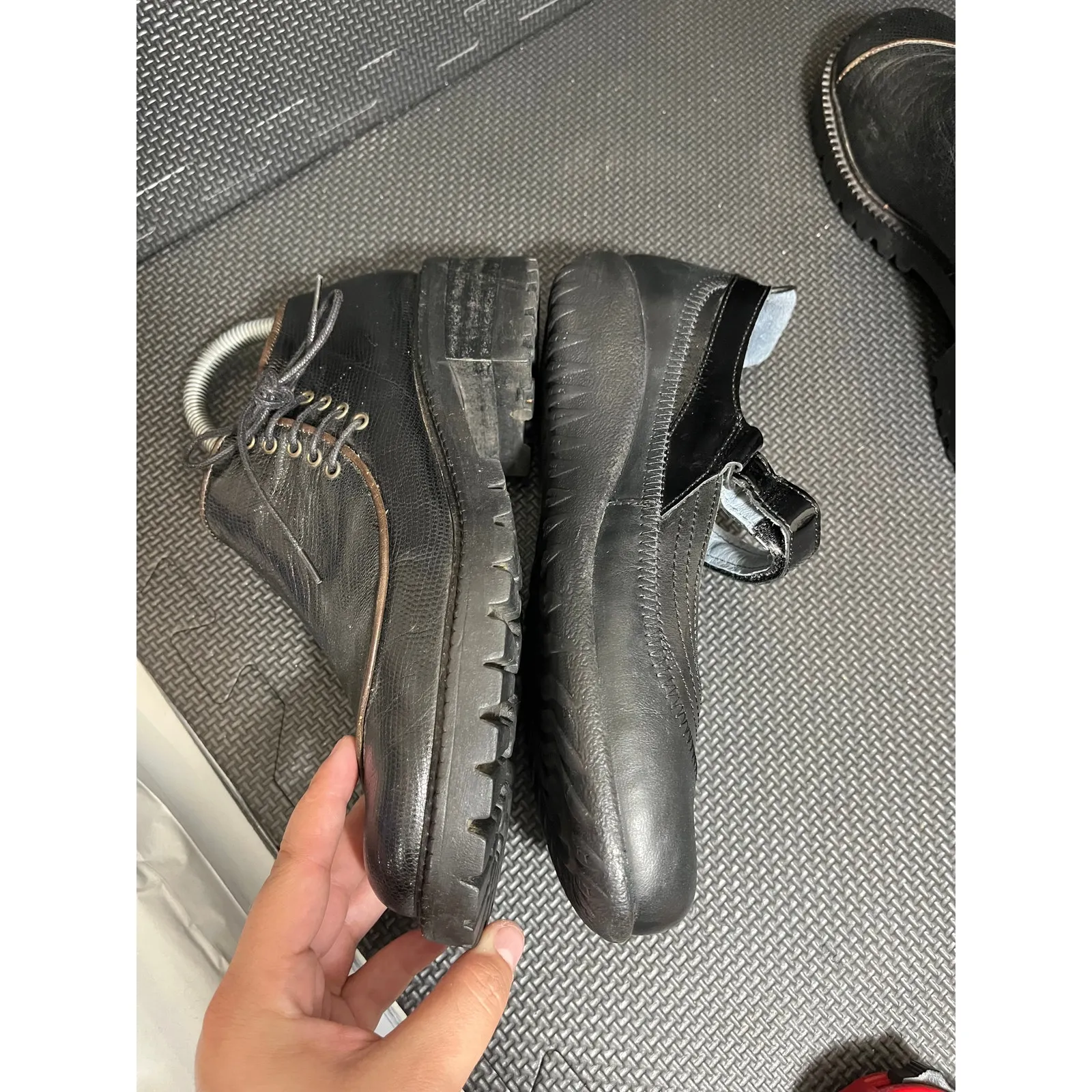 Vintage Giraudon platform black‎ leather chunky punk goth cosplay 90s fits US 7 Black - Image 7