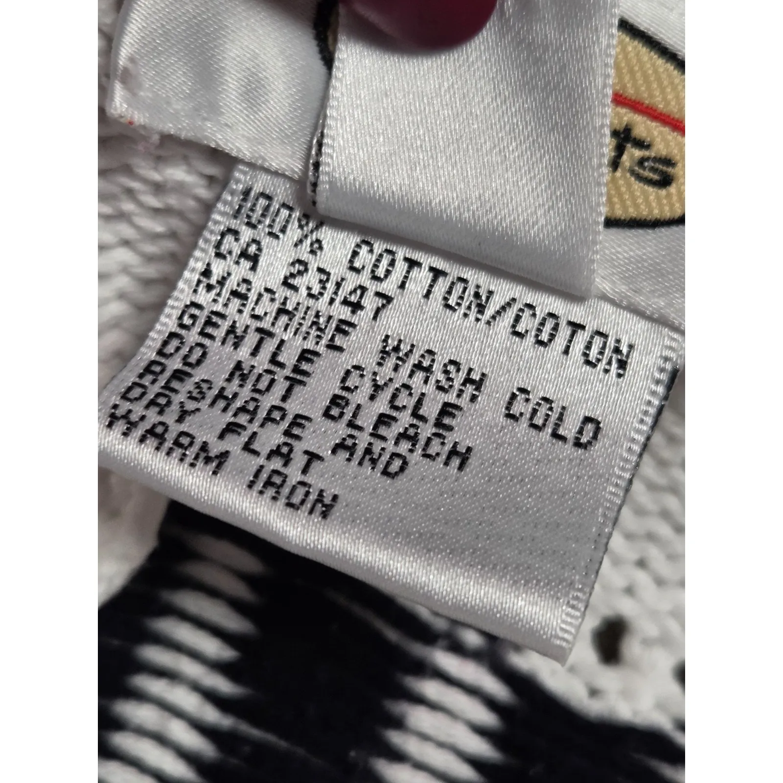 Talbots  Chunky White Cardigan Sweater Button Front White Red Blue Black Large - Image 4