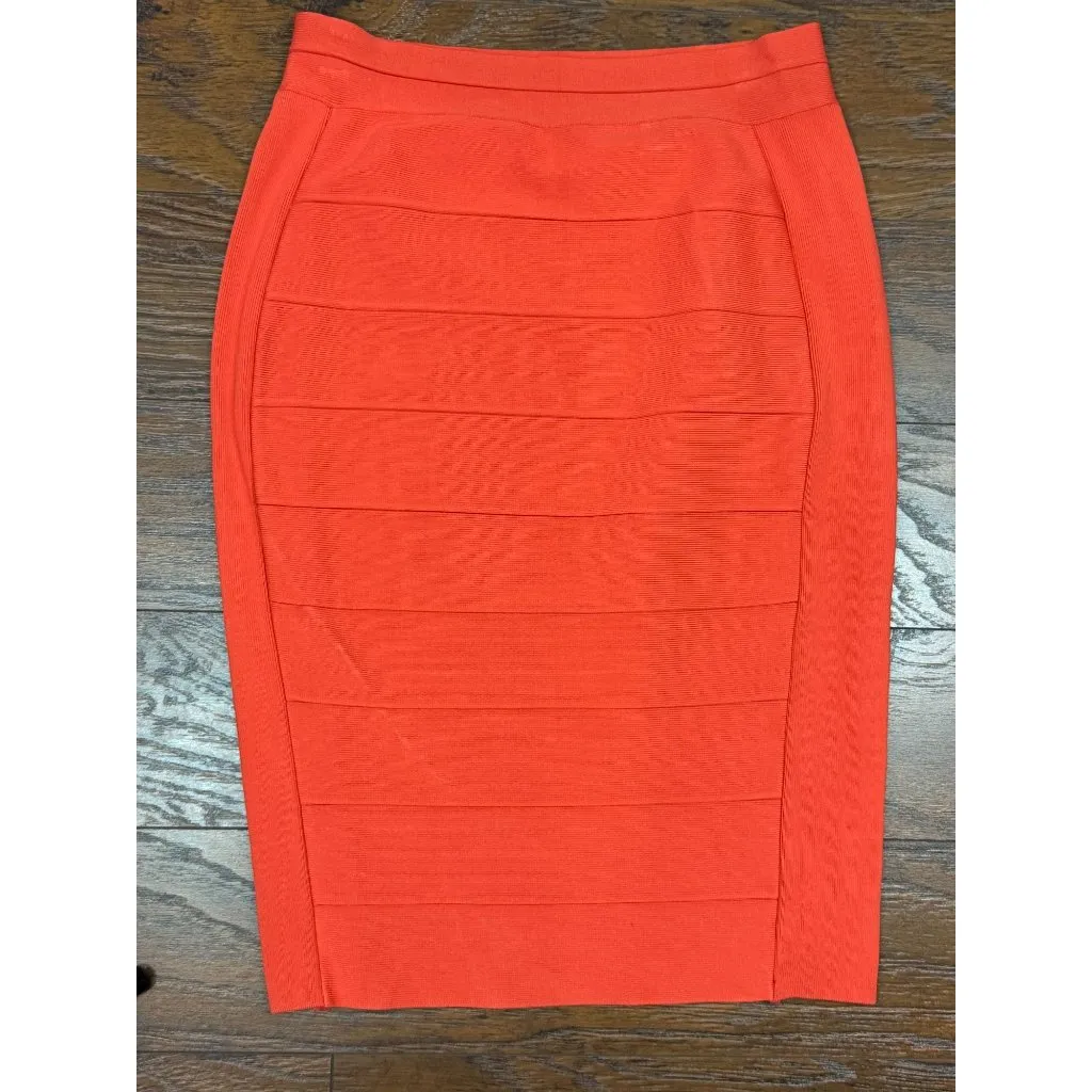 Inc International Concepts Orange stretch scuba pencil skirt mid - Image 2