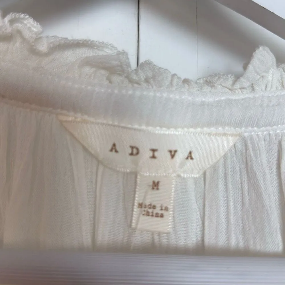 Adiva NWT white eyelet ruffled neck blouse size M Size M - Image 3