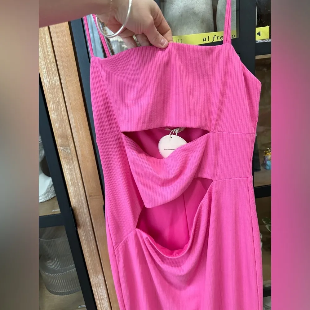 Camila Coelho Knit Cutout Detail Strappy Hayley Maxi Dress barbie pink bodycon - Image 4