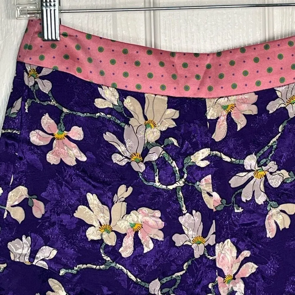 Mango MNG Purple Floral Shorts Sz XS Ruffle Hem High Waist NWT - Image 4