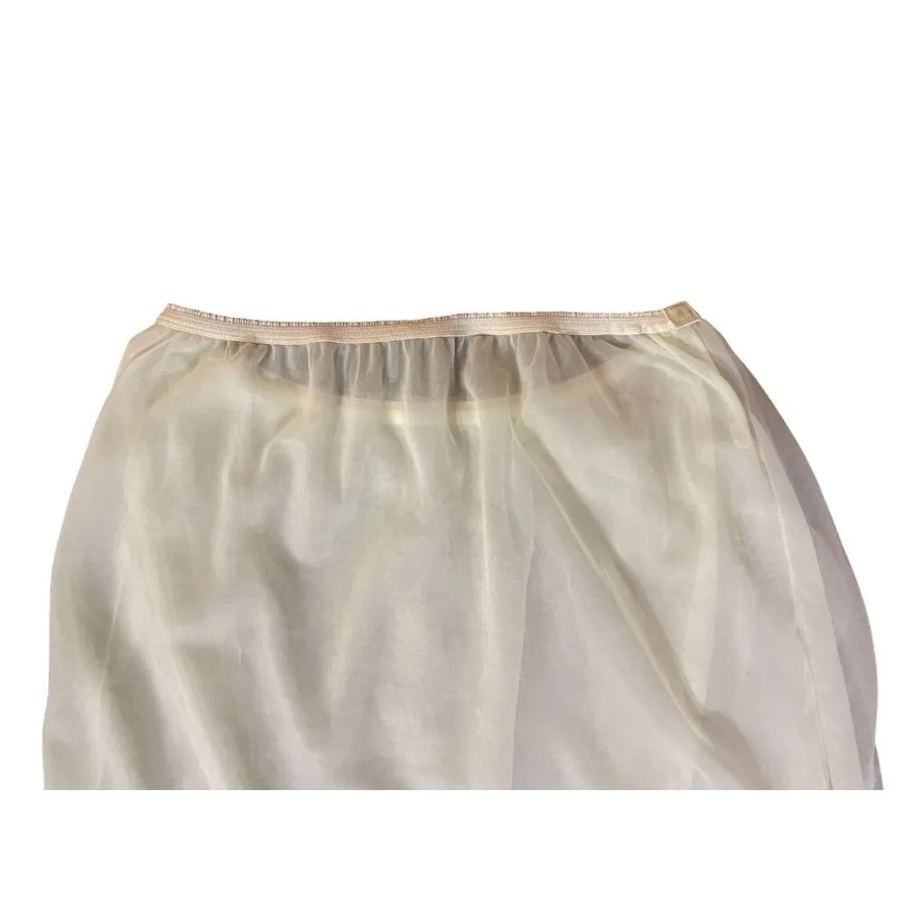 Vintage Hollywood Vassarette Half Slip Womans S Med Used Chartreuse Yellow/Green - Image 14