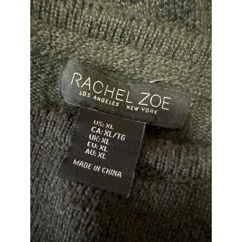 Rachel Zoe Olive Green Knit Long Sleeve Crew Neck Midi Shift Sweater Dress Sz XL - Image 5