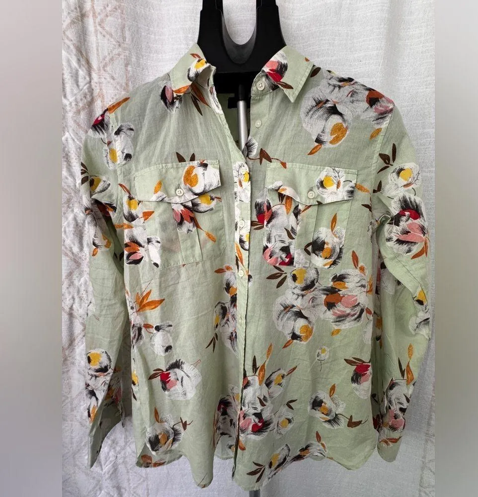 Lauren Ralph Lauren Black Label Women’s Floral Cotton S Shirt (Multi) Green - Image 14