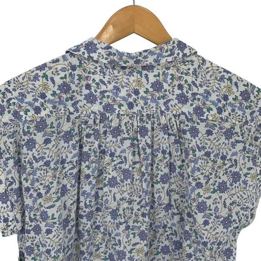 Lucky Brand Womens Floral Cap Sleeve Popover Shirt Multicolor Size Medium NWT‎ - Image 7