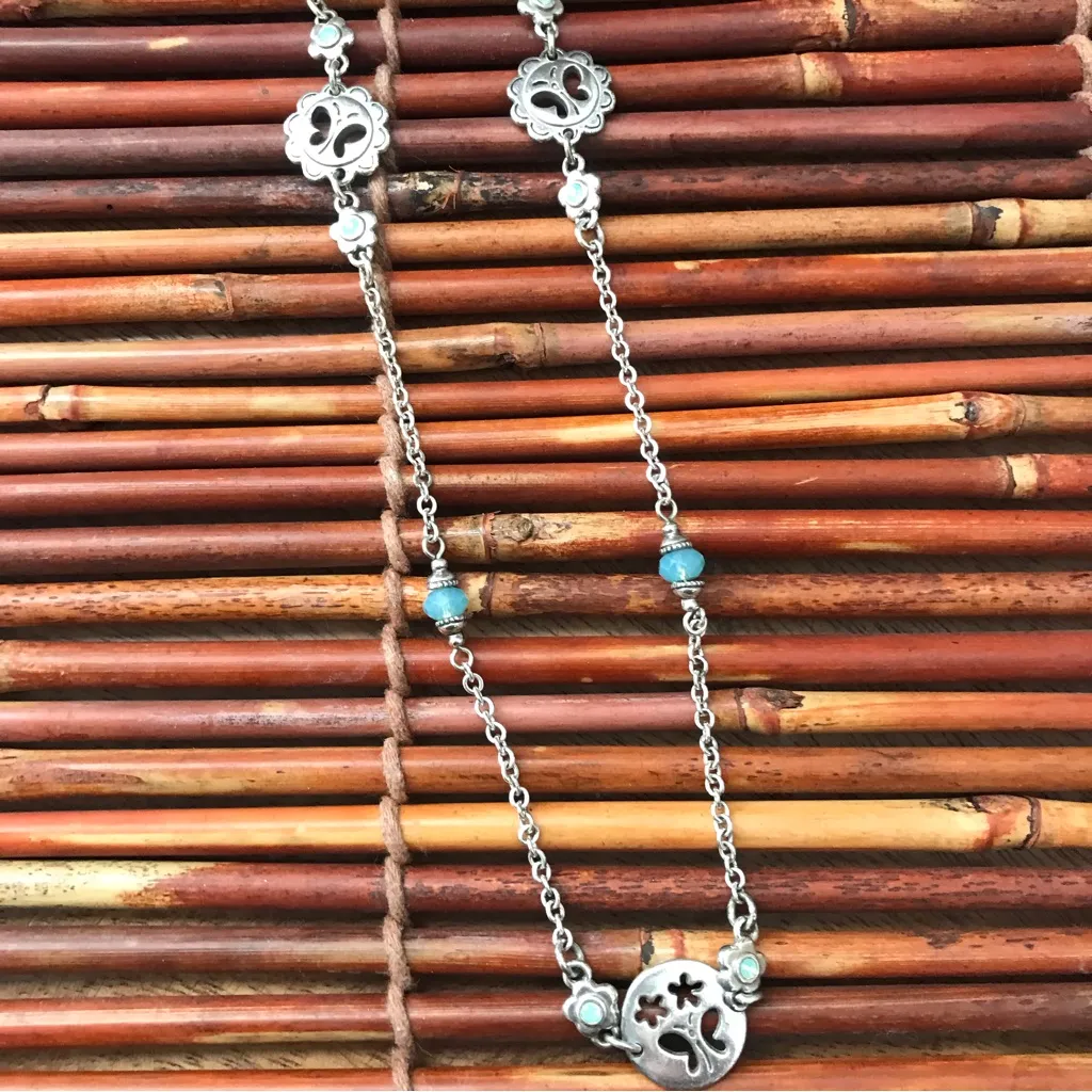 Brighton Extra Long Chain Necklace Blue Glass Beads & Butterly Motif - Image 5