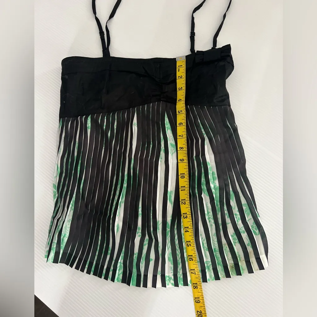Mishima Black and Green Women's accordion spaghetti Top Y2K rave Size M - Image 6
