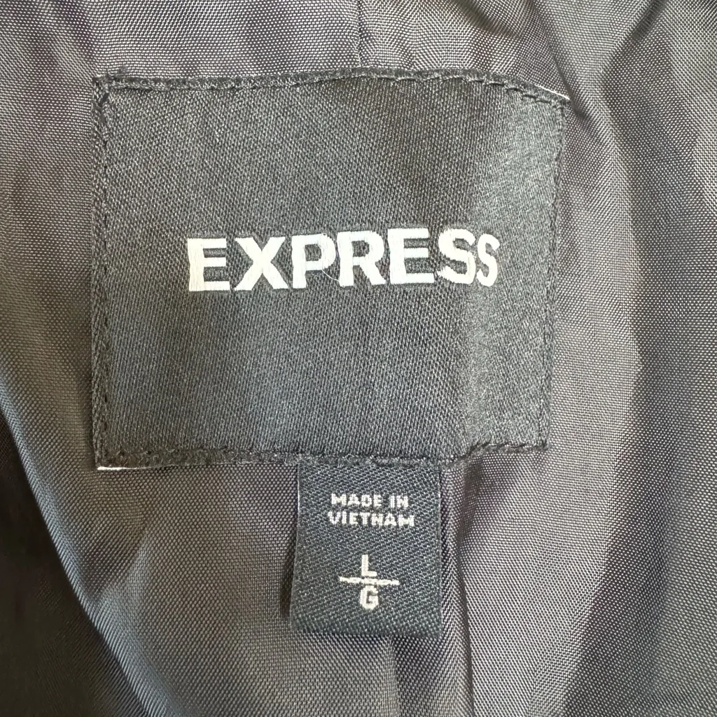 Express Women's Faux Leather Black Blazer Jacket size Large  $158 - Image 4