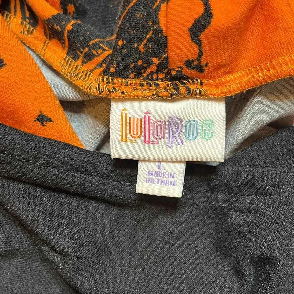 Halloween Black Orange Paint Splatter Tie Dye Long Sleeve Hooded Graphic Top L - Image 7