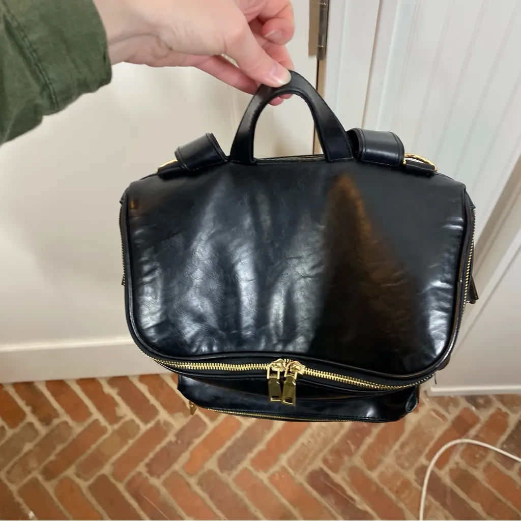 Forever‎ French Black Vegan Leather Backpack Diaper Bag - Image 4