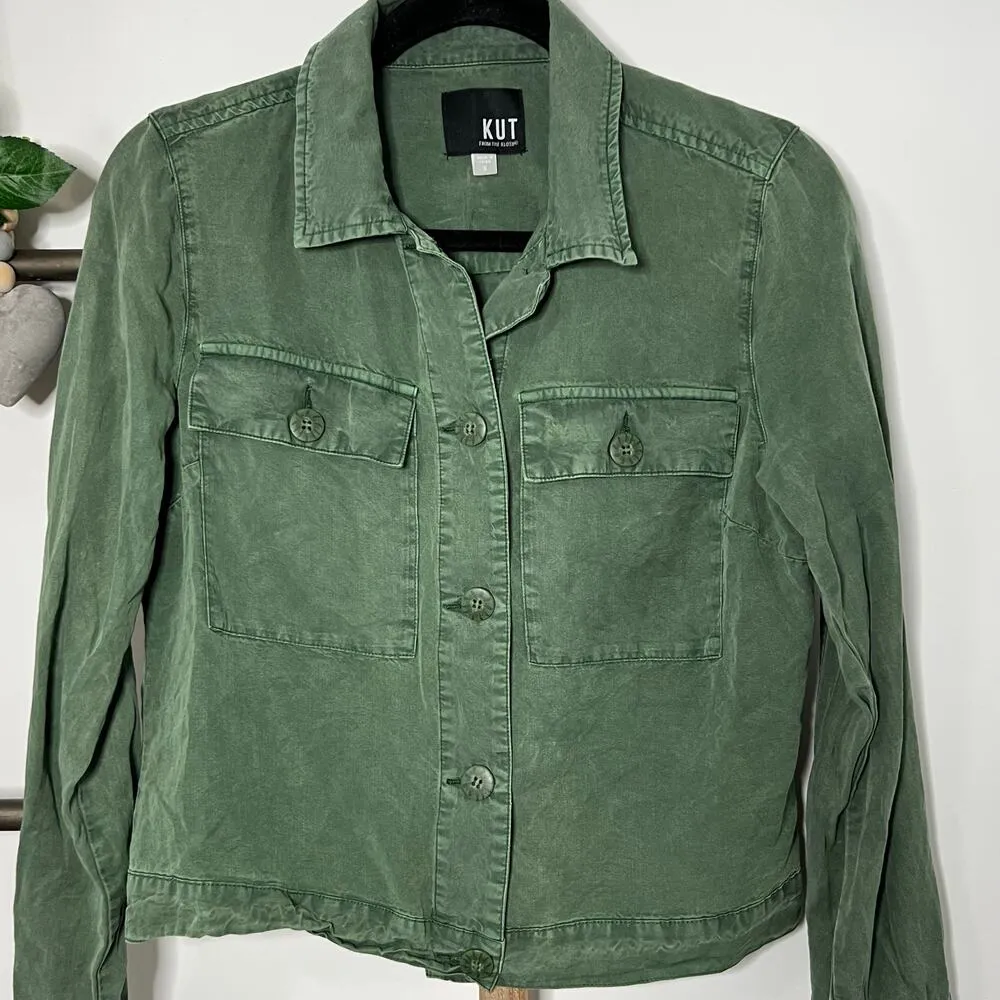 Kut from the Kloth Green Long Sleeve Super Soft 3 Button Jacket Size Small - Image 3