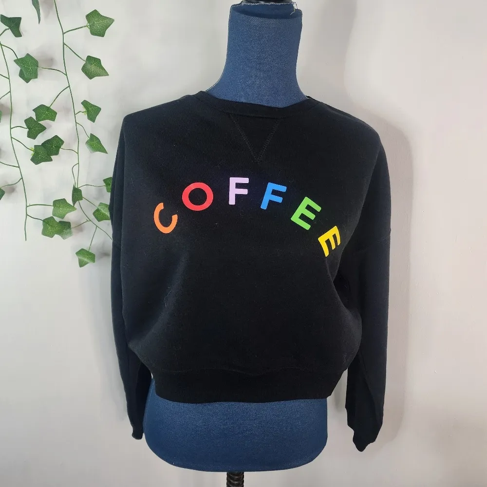 Fifth Sun COFFEE Crop Black Sweatshirt - Image 2