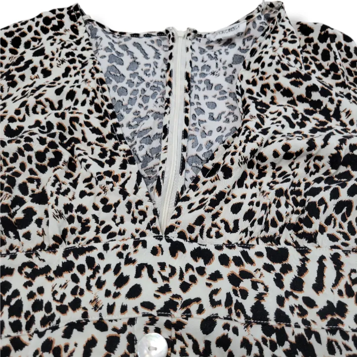 Dress Size Large A-Line Mini Dress 3/4 Long Sleeve Leopard Print - Image 4