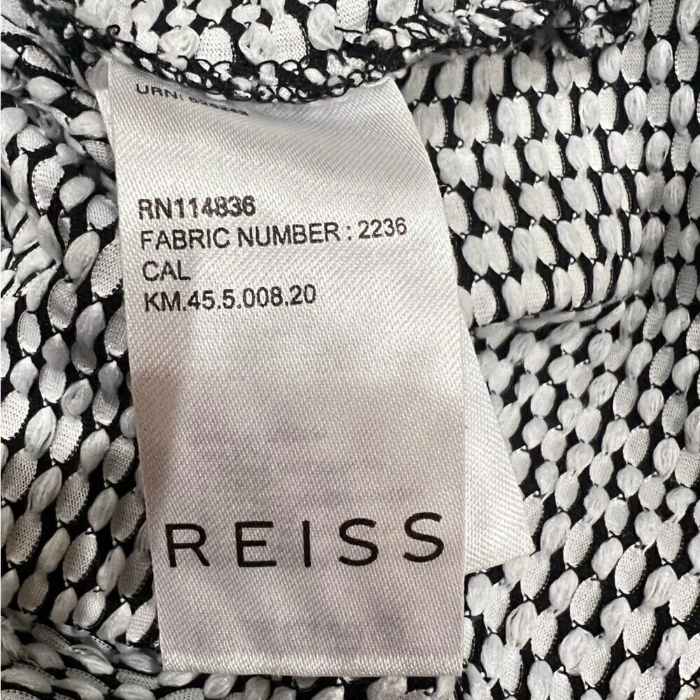 Reiss White & Black Long Sleeve Honeycomb Print Casual Top Women’s XS - Image 2