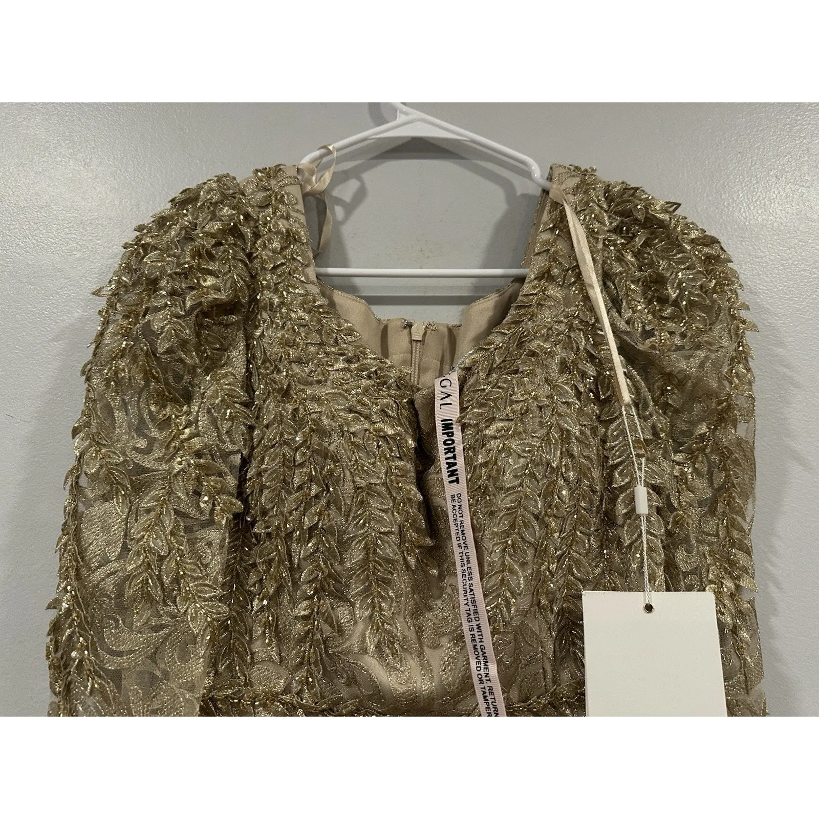 Mac Duggal 11187 Sz 6 Gold Embroidered Lace Appliqué Trumpet FLAW NWD - Image 3