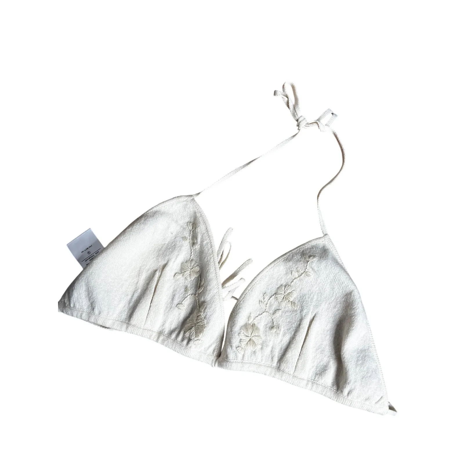 NWT‎ Favorite Daughter Lana Bra Top Ivory Large Wool Cashmere Triangle Bralette - Image 4