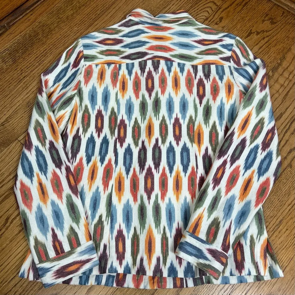 The Territory Ahead | Ikat Cream Multicolored Southwestern Sheath Blazer Size M - Image 11