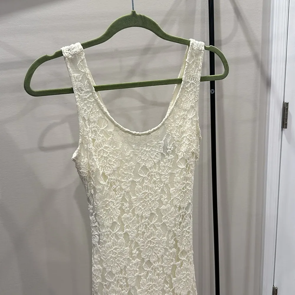 White Lace Long Maxi Gown with Slit - Image 3