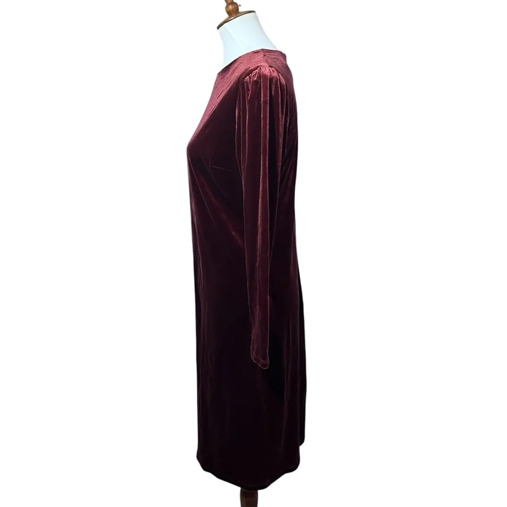 A New Day Burgundy Velvet Long Sleeve Dress Size M New With Tag - Image 4