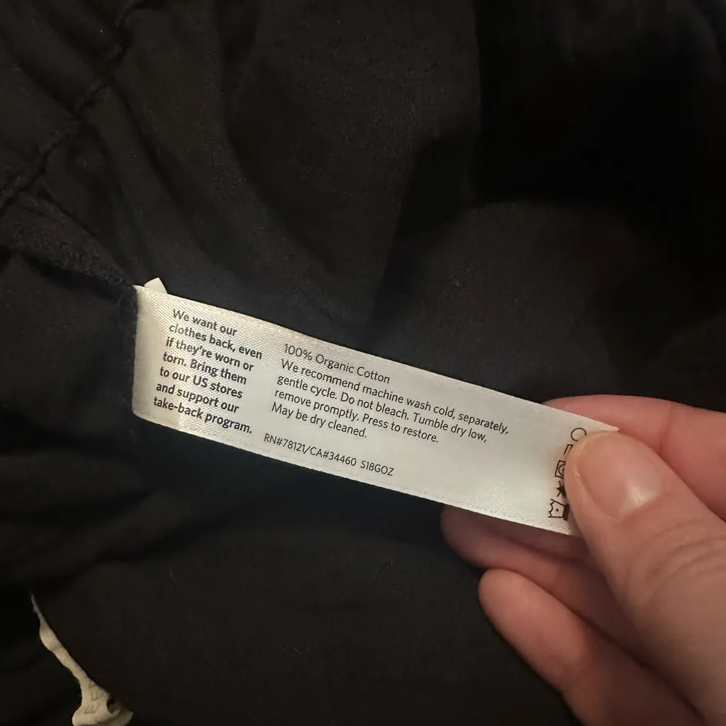 Eileen Fisher Organic Cotton Black Gauze Crinkled Pants Size M - Image 5