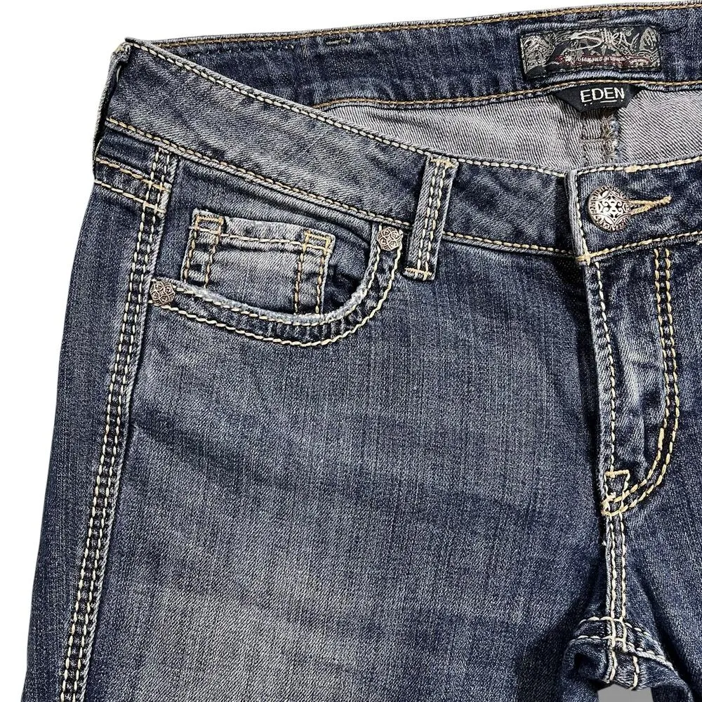Silver Jeans Womens Eden Fit Bootcut Denim Blue Jeans Dark Wash Low Rise W30 - Image 3