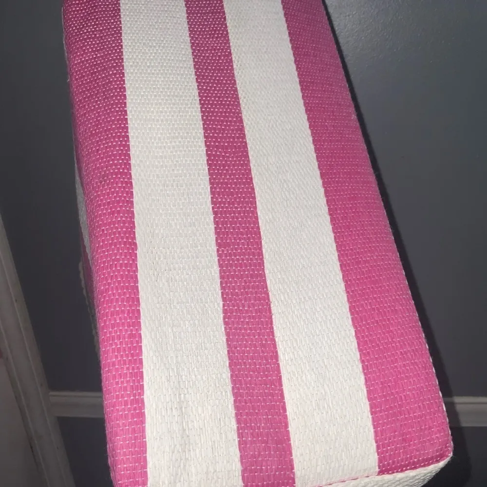 Pink & White Striped Green Cactus Rope Handles Canvas Lined Beach Bag 21X15X6 - Image 7