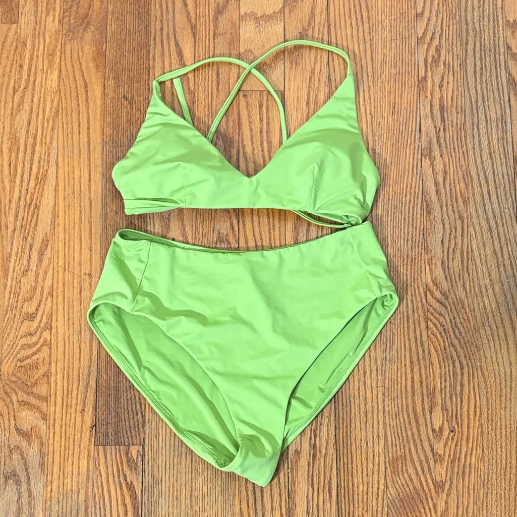 Andie Bikini‎ Set Elwood Top High Rise Bottom Avocado Green size S NWOT - Image 2