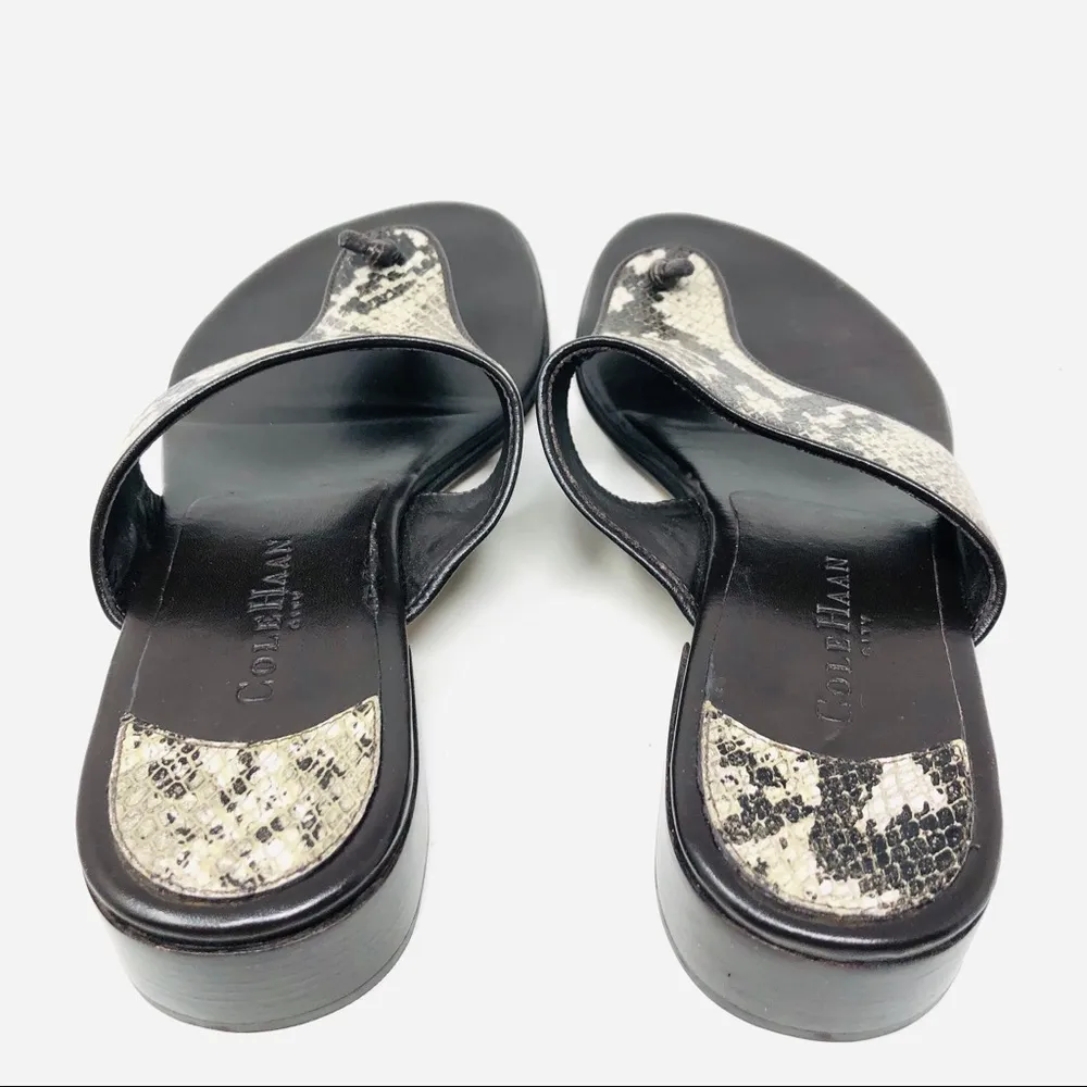 COLE HAAN brown, snake skin print slides - Image 5