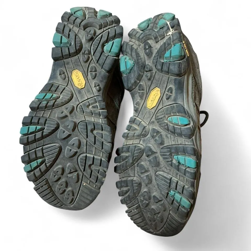 Merrell Moab Waterproof Hiking Shoes Women's Gray Teal Vibram Sole - Image 5