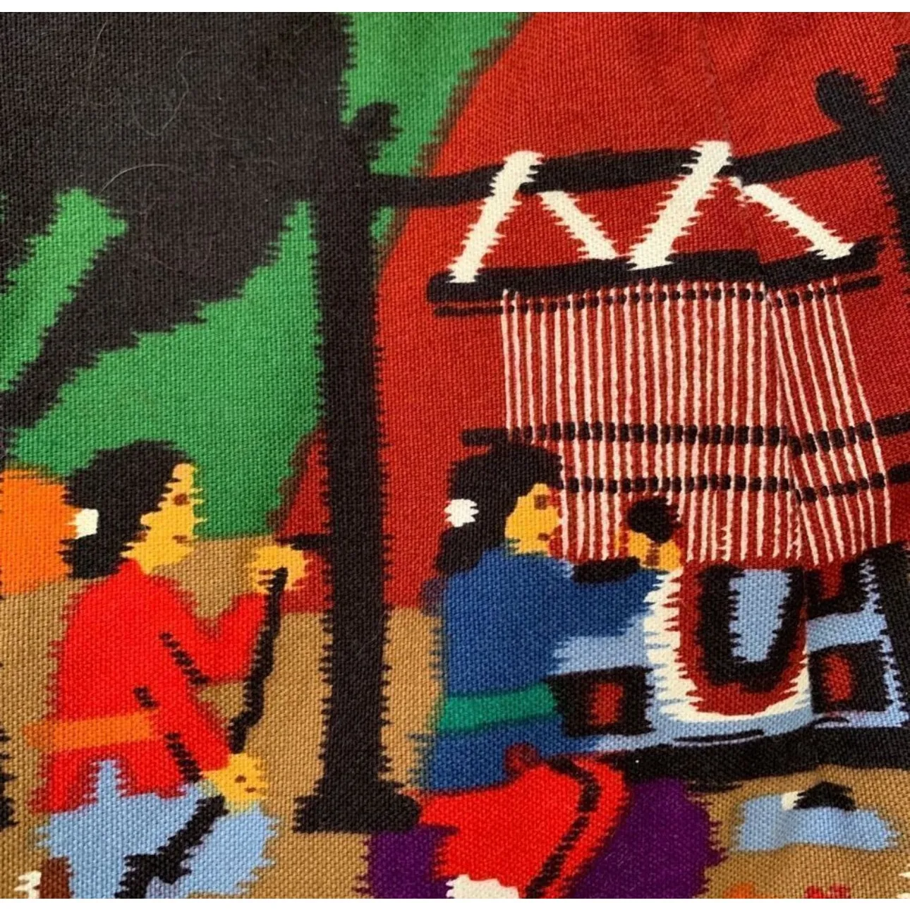 Vintage Native American Folk Art High Waisted Tailored Cotton Shorts Small Boho Red - Image 7